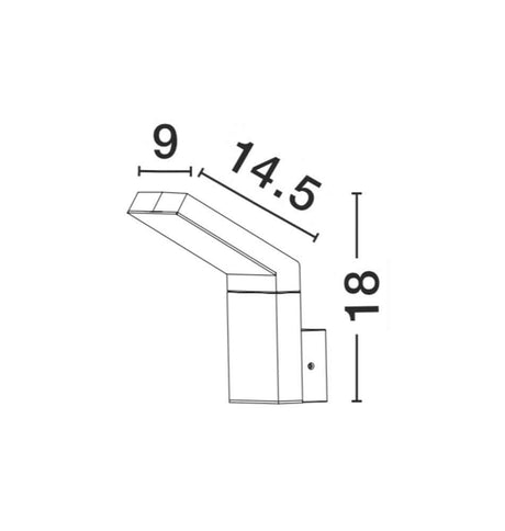 Park LED outdoor wall light 3000K dark grey IP54 - technical drawing with dimensions.