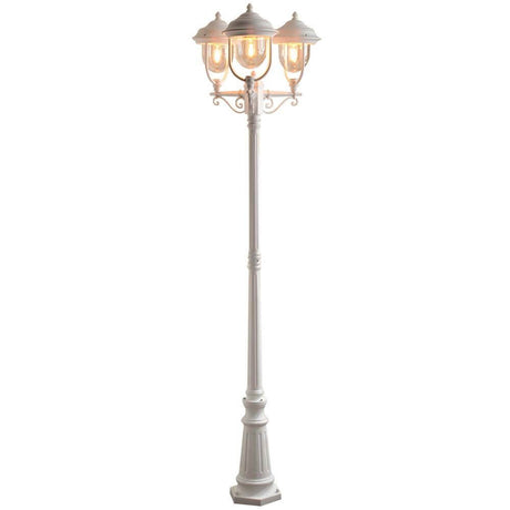 Lampadaire Parma avec 3 têtes de lampe en blanc, verre acrylique transparent dans un design élégant.