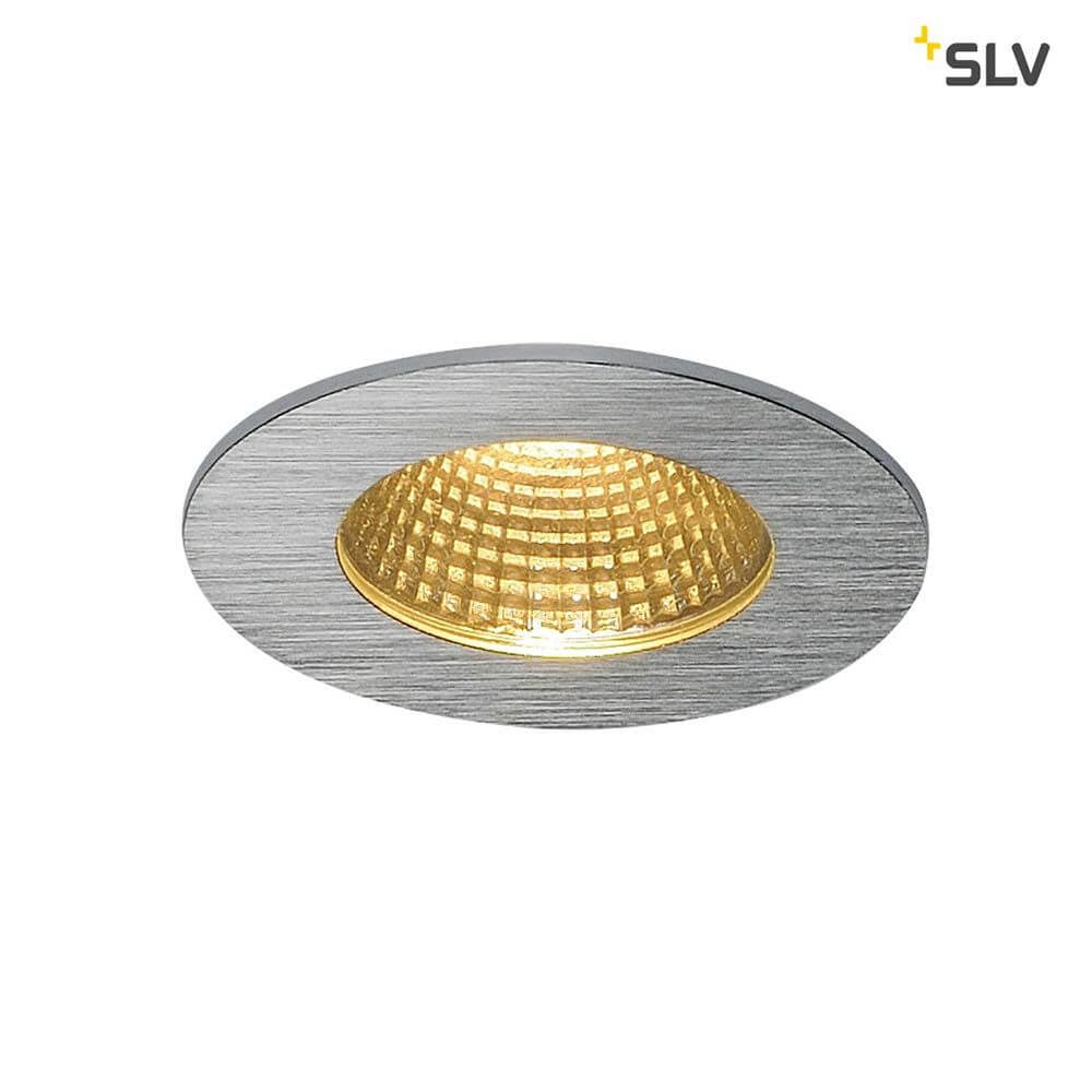 Patta-F Deckeneinbauleuchte Rund Alu-Gebürstet 9W 38° 3000K mit warmweißer COB LED in Aluminium-Gebürstet Oberflächenfinish