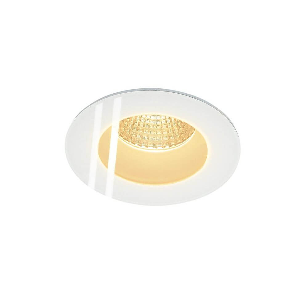 Patta-I Deckeneinbauleuchte rund Weiß 9W 38° 3000K mit warmweißer COB LED in schwenkbarem Einsatz.