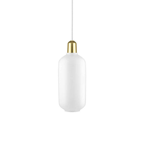 Lampa wisząca Amp L Biała, Mosiądz z elegancką żarówką i przezroczystym szklanym designem.