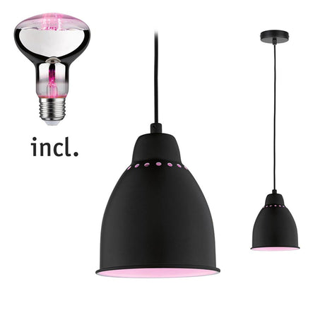 Pendellampe Bündel Neordic Hilla mit Pflanzenlampe, schwarzer Schirm, Lüftungsschlitzen und inkl. Leuchtmittel