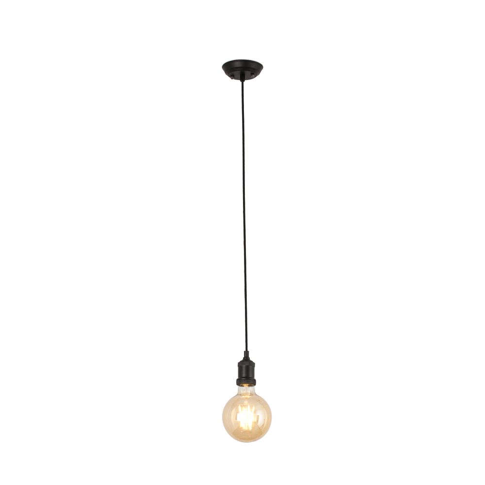 Pendelleuchte ART E27 2m Abhängung Schwarz mit Edison-Glühbirne, moderne schwarz hängende Deckenlampe