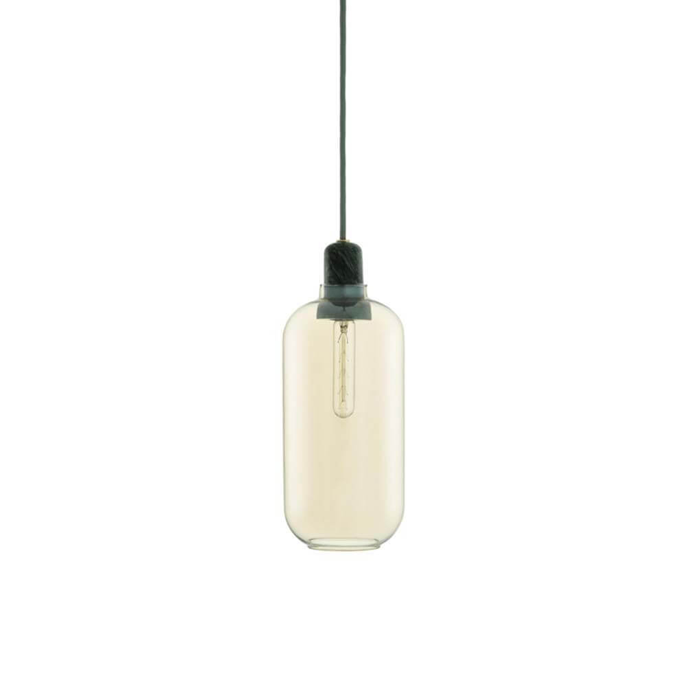 Pendelleuchte Amp L Gold, Grün: elegante hängende Lampe mit goldenem Gehäuse und nostalgischem Design.