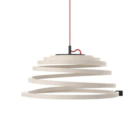 Aspiro 8000 pendant light made of wood Ø 50 cm in a spiral design with red cable.