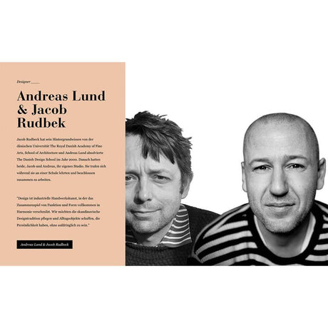 Andreas Lund i Jacob Rudbek, projektanci lampy wiszącej Bell M Ø 42cm Biała, w portrecie.
