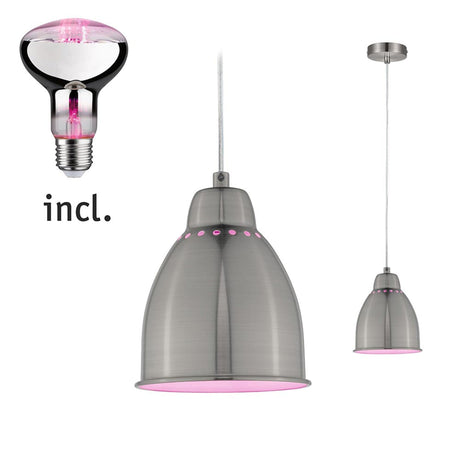 Pendelleuchte Bündel Neordic Hilla inklusive Pflanzenlampe, Deckenpendel aus Metall mit pinkem Licht für Innenräume