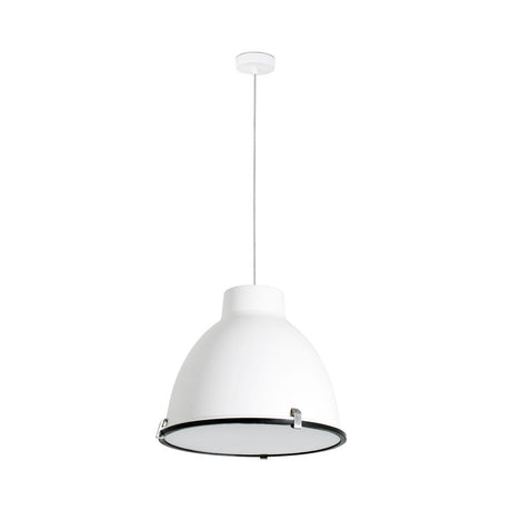 Pendelleuchte CHARLOTTE Weiß in elegantem Design mit weißem Schirm und schwarzem Rand.