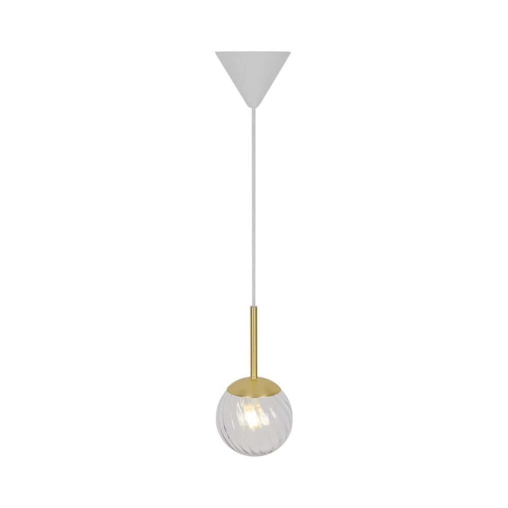 Pendelleuchte Chisell 15 mit Messing und verwirbeltem Glas im modernen Art-déco-Stil.