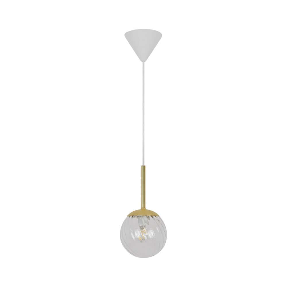 Pendelleuchte Chisell 15 aus Messing und verwirbeltem Glas mit schönem Lichteffekt.