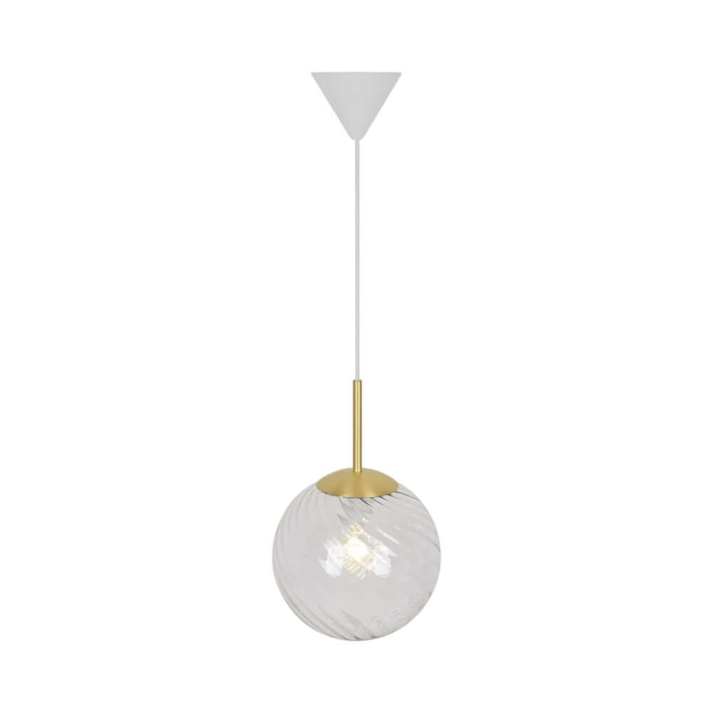 Pendelleuchte Chisell 25 mit modernem Messing und verwirbeltem Glas im Art-déco-Stil.