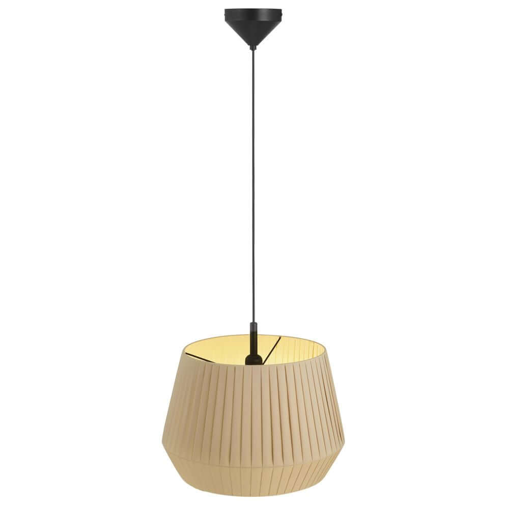 Pendelleuchte Dicte 40 mit plissiertem Lampenschirm in Beige, ideal für gemütliche Raumbeleuchtung.