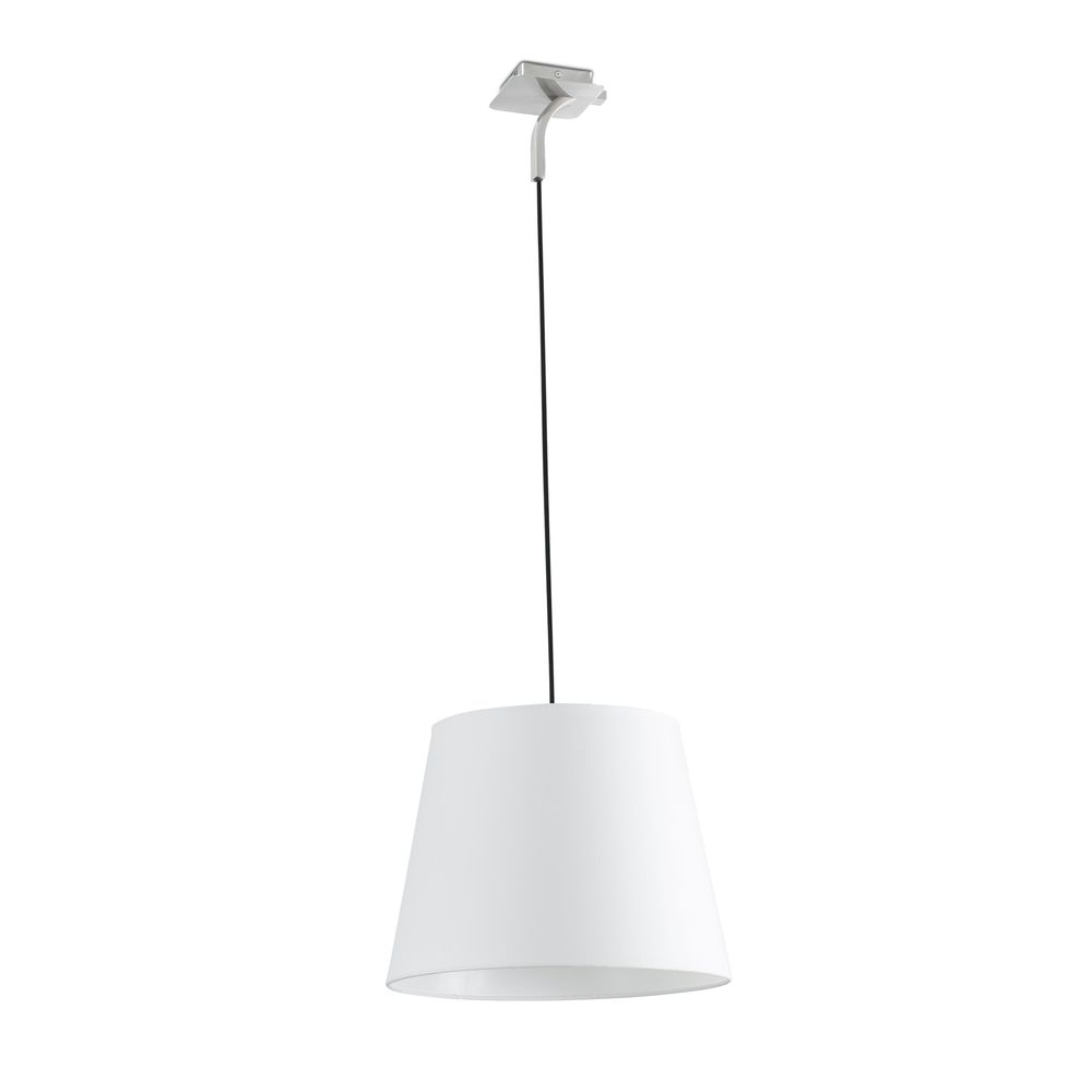 Pendelleuchte ESSENTIAL Weiß mit schlichter, eleganter Form und weißem Lampenschirm.