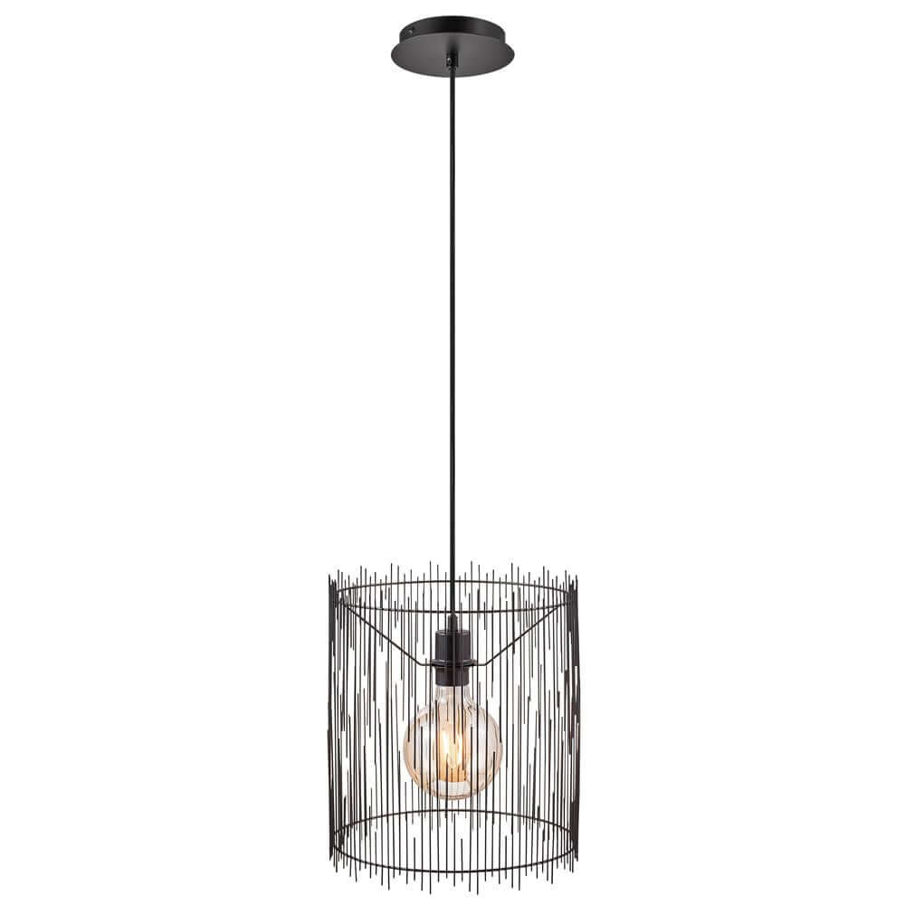 Pendelleuchte Elvis in modernem Design mit drahtartiger Lampenschirm und Edison-Glühbirne.