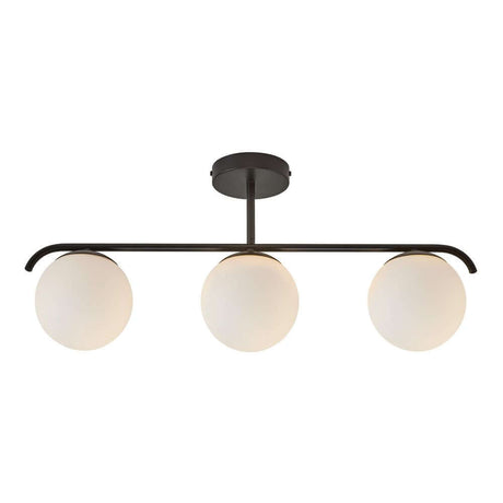 Pendelleuchte Grant 3x15 mit schlichten, eleganten Glaskuppeln und modernem Gestell.