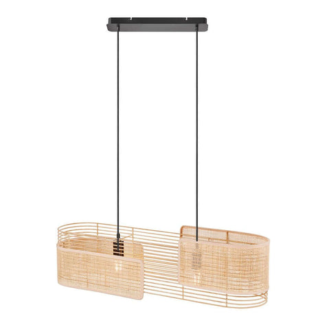 Jaffna pendant light made of rattan with modern design and black mounting bracket