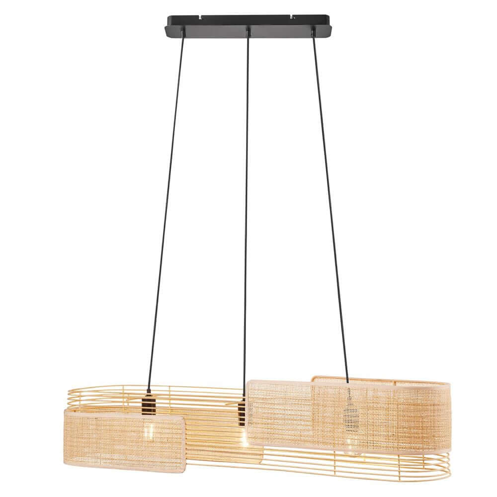Pendelleuchte Jaffna mit stylischem Design und geflochtenen Schirmen für elegantes Licht