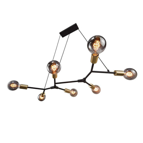Josefine 7-spot pendant light with modern design and brass details, industrial style for stylish interiors.