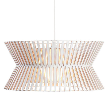 Kontro 6000 pendant light made of wood Ø 45 cm with a conical design made of birch slats for optimal light distribution.