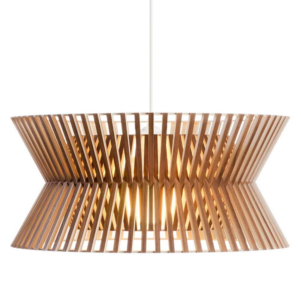 Pendelleuchte Kontro 6000 aus Holz Ø 45cm - moderne Holzlampe mit optimaler Lichtverteilung im Raum.