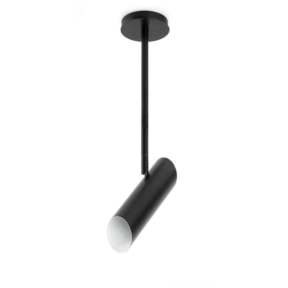 Deckenspot LINK GU10 Schwarz an der Decke montiert mit modernem Design.