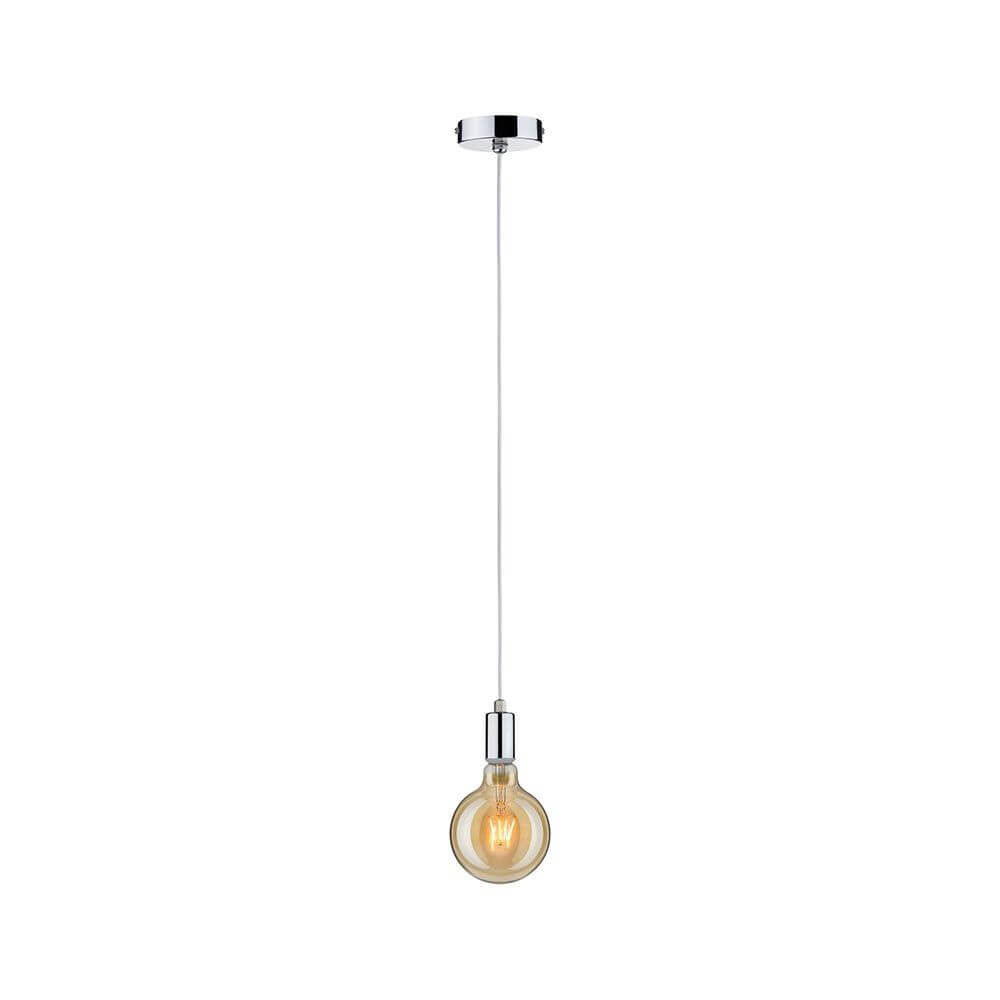 Pendelleuchte Larus Chrom im Vintagelook mit E27-Sockel, ideal für Badezimmer und Küche, Länge 2m.