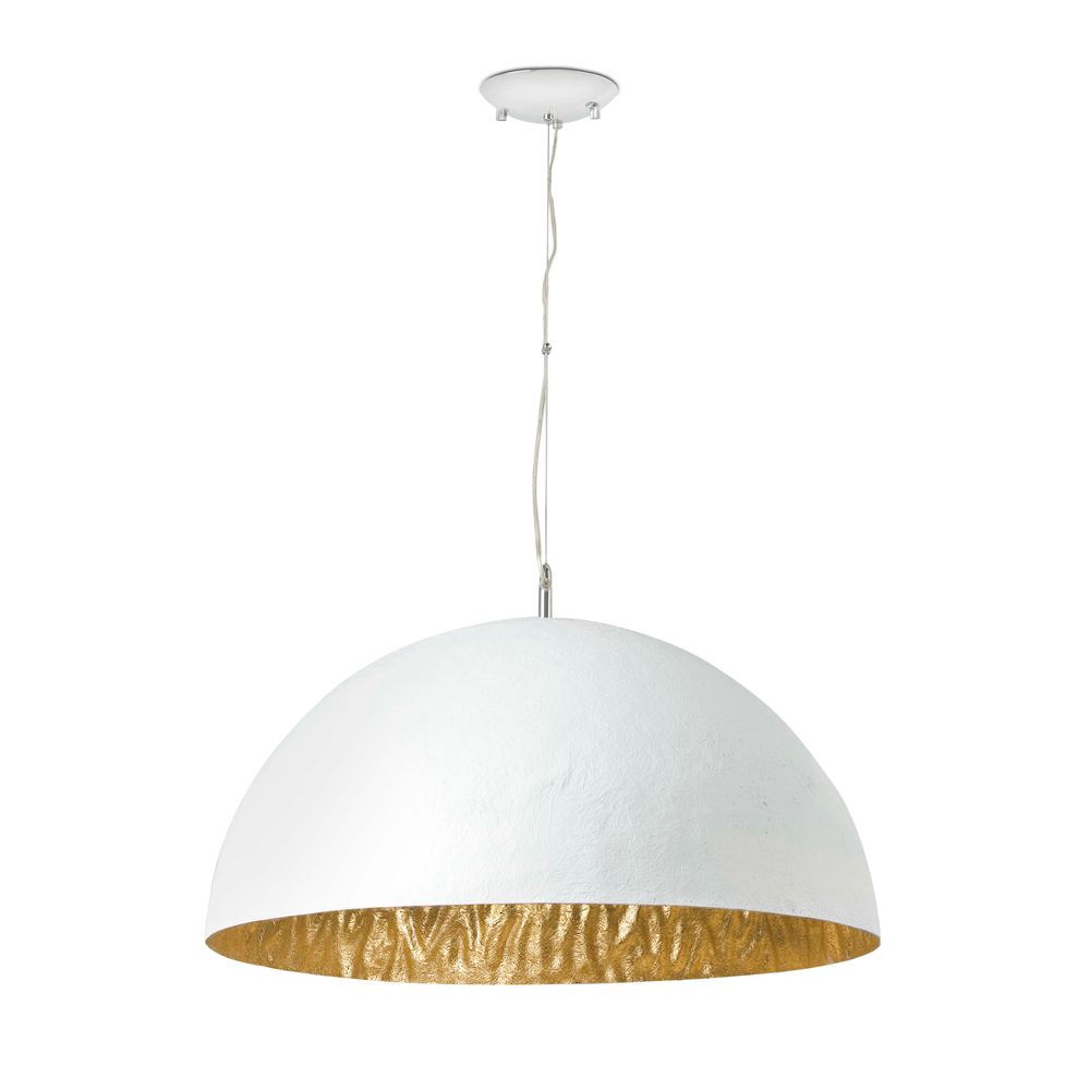 Hengelampe MAGMA-Q med 3 lys, hvit, gullfarget, med moderne design og gullfarget innside.