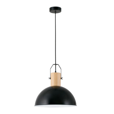 Pendelleuchte MARGOT Schwarz mit Holzdetails und modernem Design für stilvolle Beleuchtung.