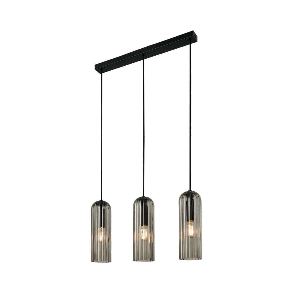 Pendelleuchte Miella 3-Rail mit elegantem Design und geripptem Glas für gemütliche Beleuchtung