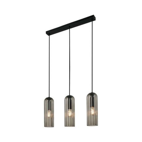 Pendelleuchte Miella 3-Rail mit elegantem Design und geripptem Glas für gemütliche Beleuchtung