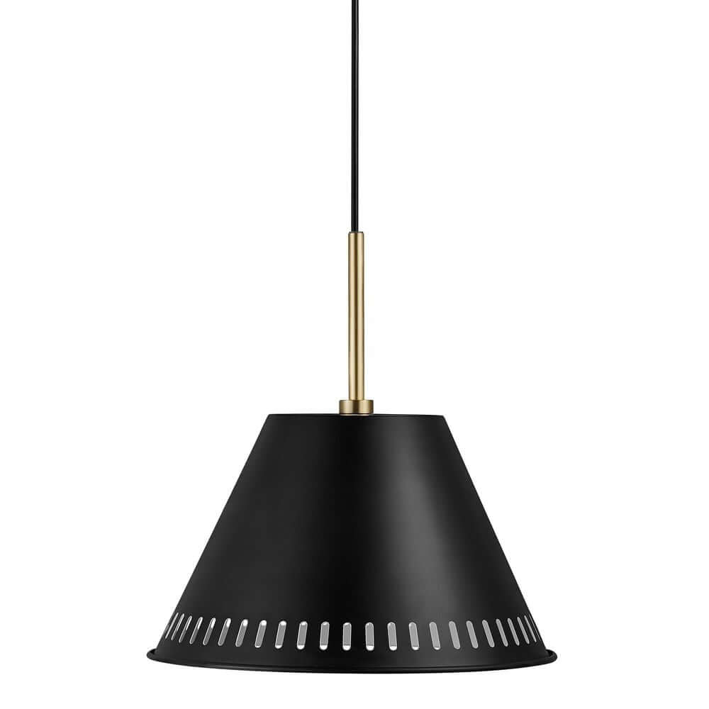 Pendelleuchte Pine in Schwarz mit modernem Design und goldenem Detail.