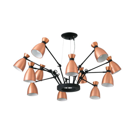 RETRO pendant light, 12-light, copper modern ceiling light with copper-coloured lampshades.