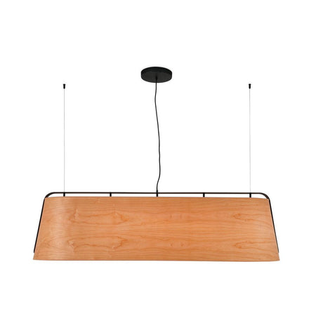 Pendelleuchte STOOD 5-flammig Schwarz, Braun in modernem Design mit Holz-Elementen und schicker Aufhängung.