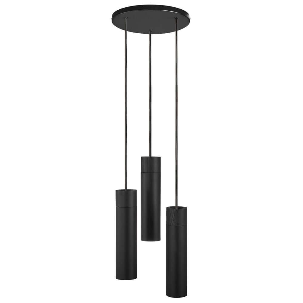 Pendelleuchte Tilo 3-Spot in minimalistischer Ausführung mit drei schwarzen Lampenköpfen.