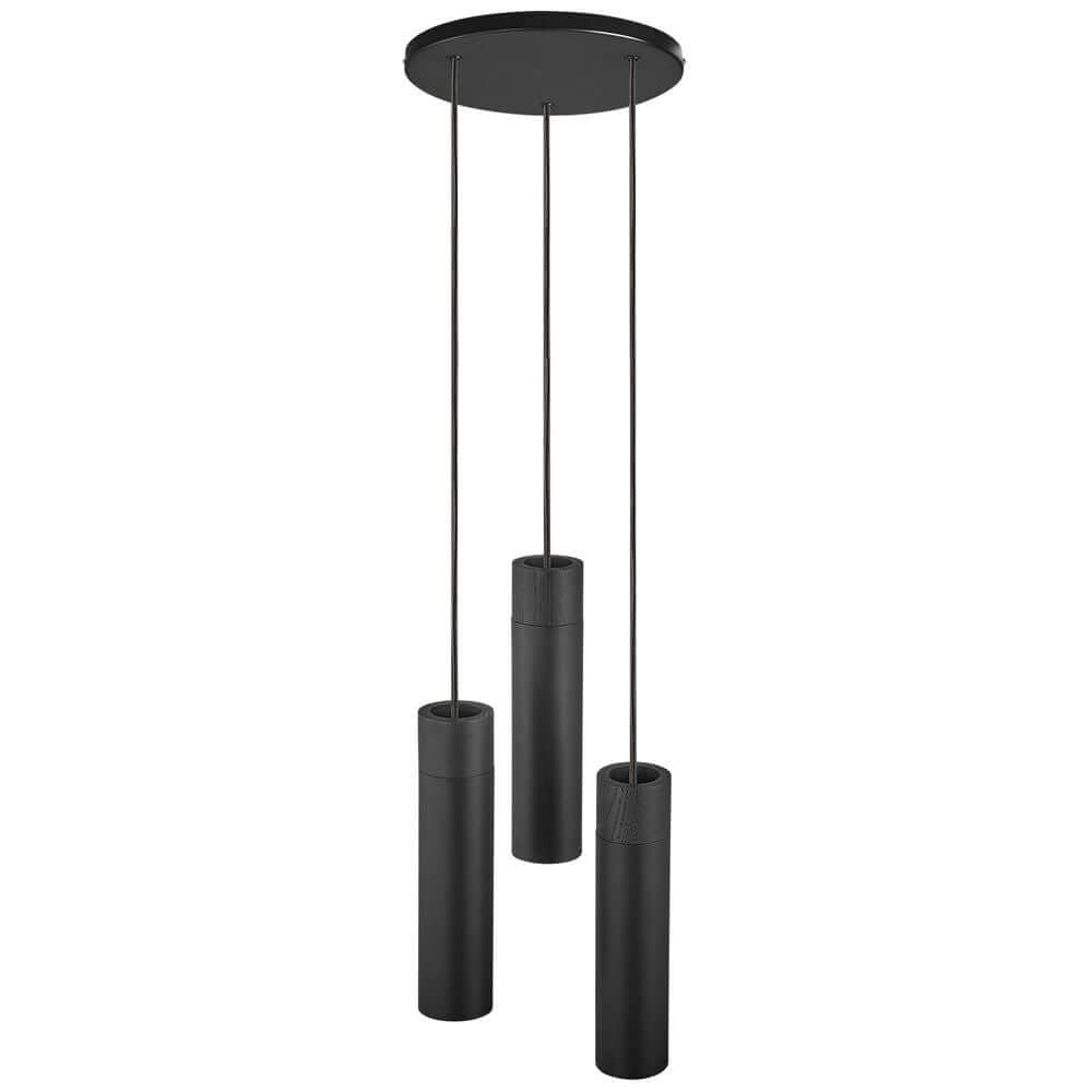Pendelleuchte Tilo 3-Spot in minimalistischem Design mit drei schwarzen Lampenköpfen und klaren Linien.