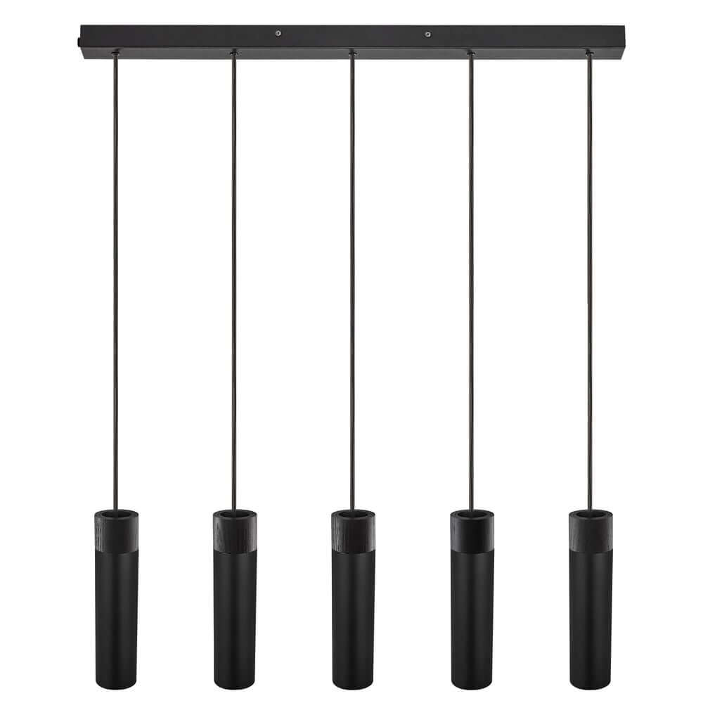 Pendelleuchte Tilo 5-Spot in schwarzem Metall mit fünf Lampenköpfen für modernes Wohndesign.