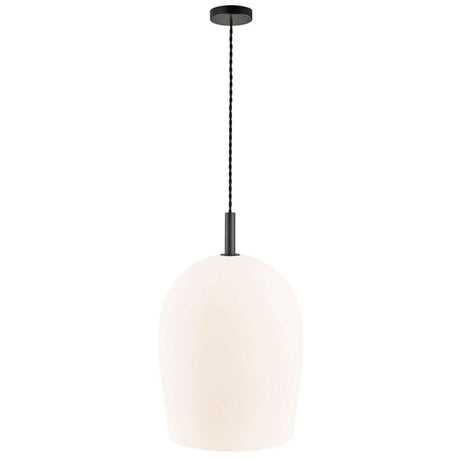 Pendelleuchte Uma 30 mit elegantem weißen Glasschirm und schwarzem Kabel für modernes Interieur