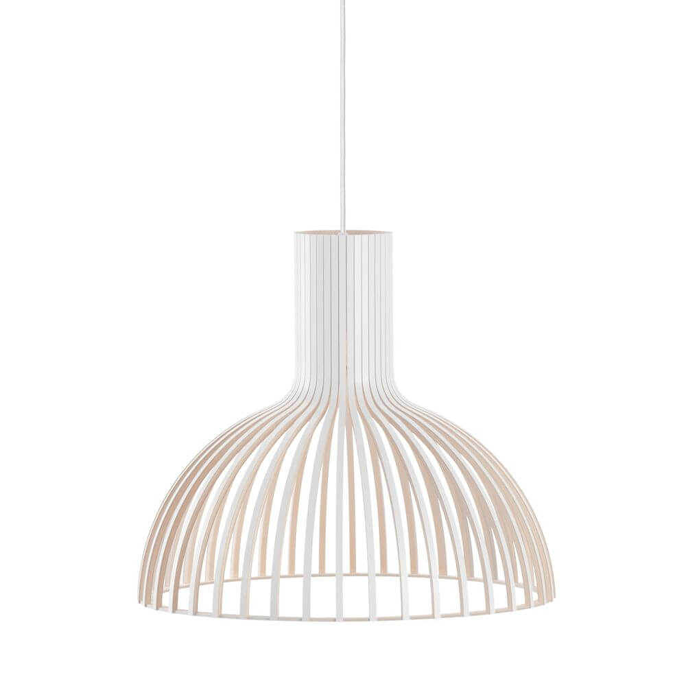 Pendelleuchte Victo 4250 aus Holz Ø 56cm in weißem, skandinavischen Design, ideal für Esstische.