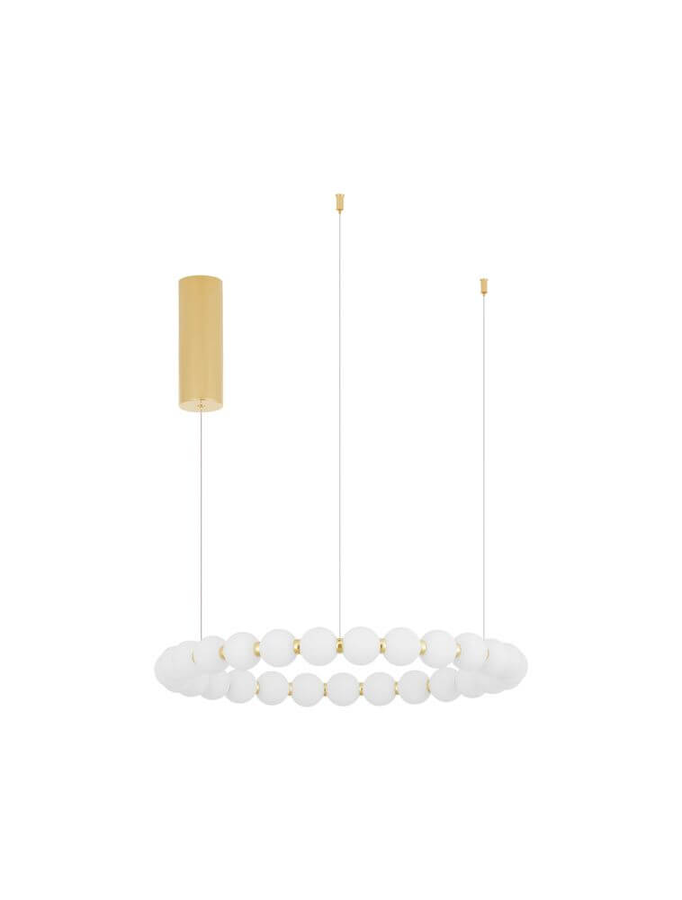Perla LED Pendelleuchte 27-flammig Ø 62cm 3000K mit opalgläsernen Lampen und chrommetallischer Aufhängung.