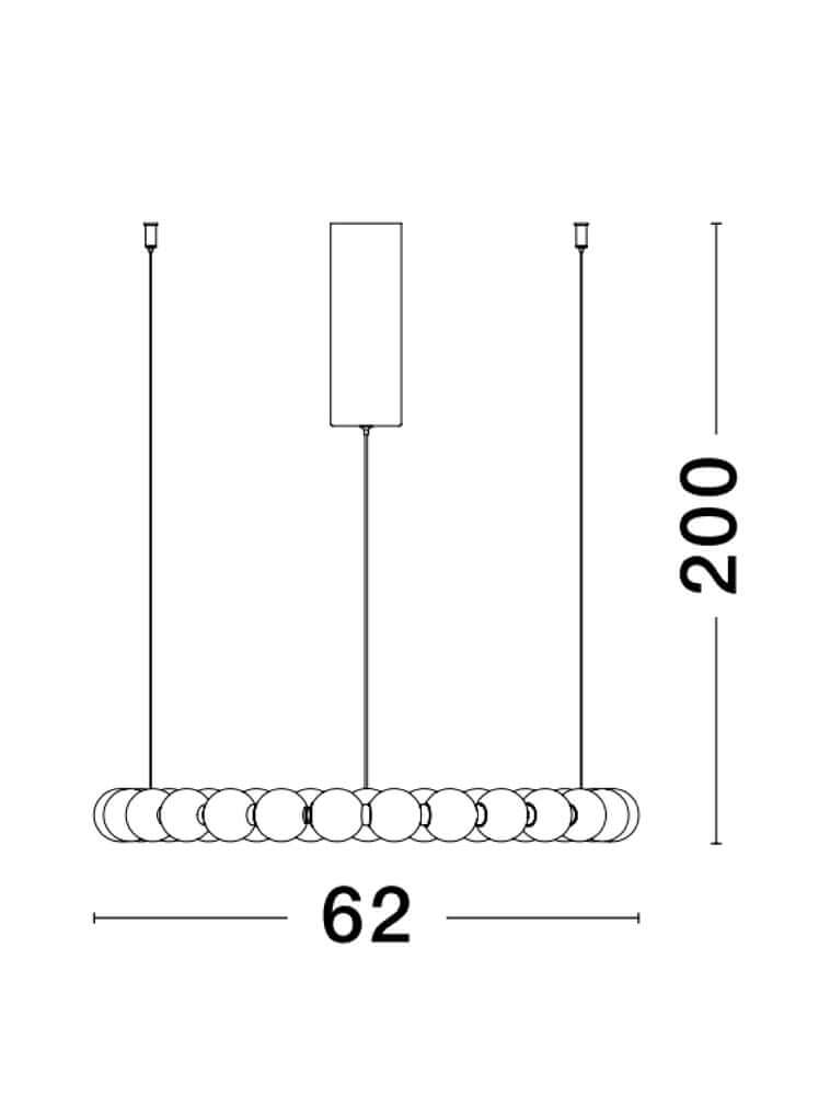 Perla LED Pendelleuchte 27-flammig Ø 62cm 3000K technisches Design und Maße