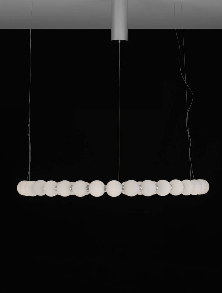 Perla LED Pendelleuchte 36-flammig Ø 80cm 3000K – runde Chrom-Opalglas Hängelampe, elegantes Lichtband für Esszimmer oder Wohnzimmer