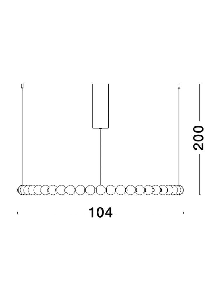 Perla LED Pendelleuchte 46-flammig Ø 104cm 3000K Gold - technische Zeichnung mit Maßen.