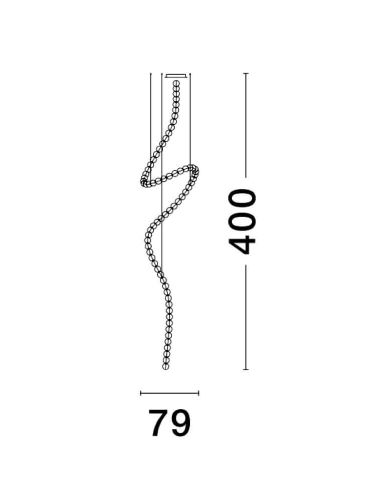 Skizze der Perla LED Pendelleuchte 67-flammig Ø 79cm 3000K mit Maße 79cm x 400cm.