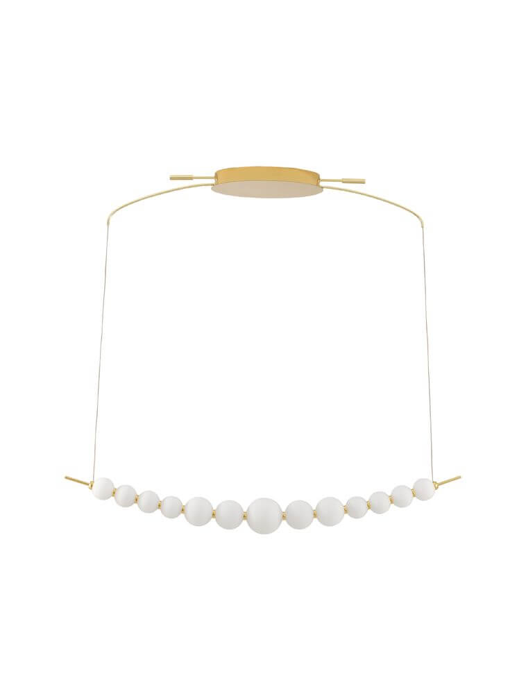 Perla LED Pendelleuchte Tiefbogen 13-flammig 3000K mit elegantem Design in Chrommetall und Opalglas.