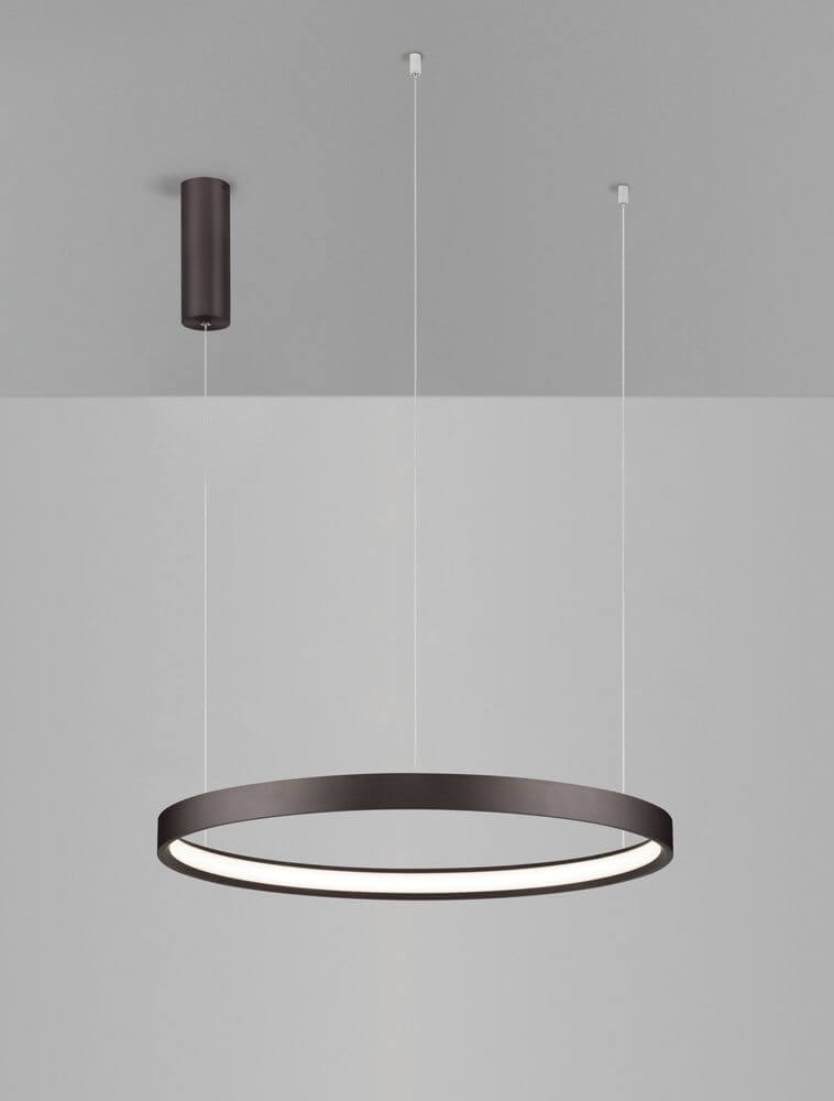 Perrine LED Pendelleuchte Ø 60cm 3000K nickelfarbene runde Hängeleuchte mit integriertem 22W LED, 1540lm, 3000K, verstellbare Winkel