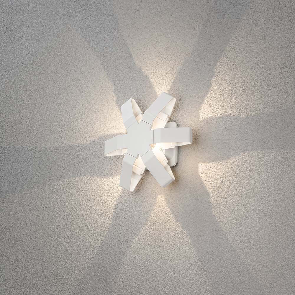 Pescara LED Außen-Wandleuchte Weiß, klares Acrylglas mit modernem Design und sanfter Lichtverteilung.