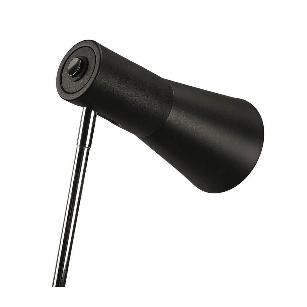 Phelia Tischleuchte Schwarz mit elegantem konischen Leuchtenschirm aus Aluminium und Stahl.