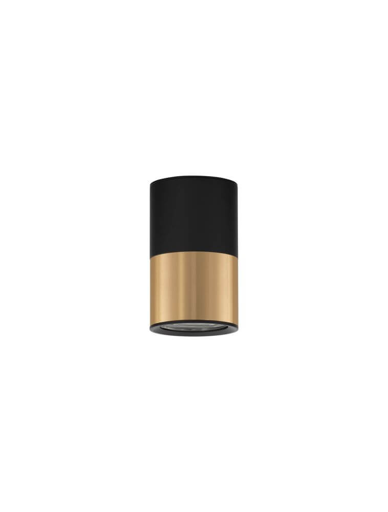 Alt Tag: Picto Deckenleuchte GU10 Ø 6cm Schwarz, Gold - minimalistische schwarze und goldene Zylinder-Deckenlampe, warmweißes LED-Licht