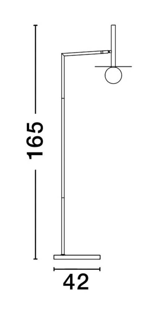Pielo Stehlampe G9 H 165cm Ø 42cm technische Zeichnung mit Maßen.