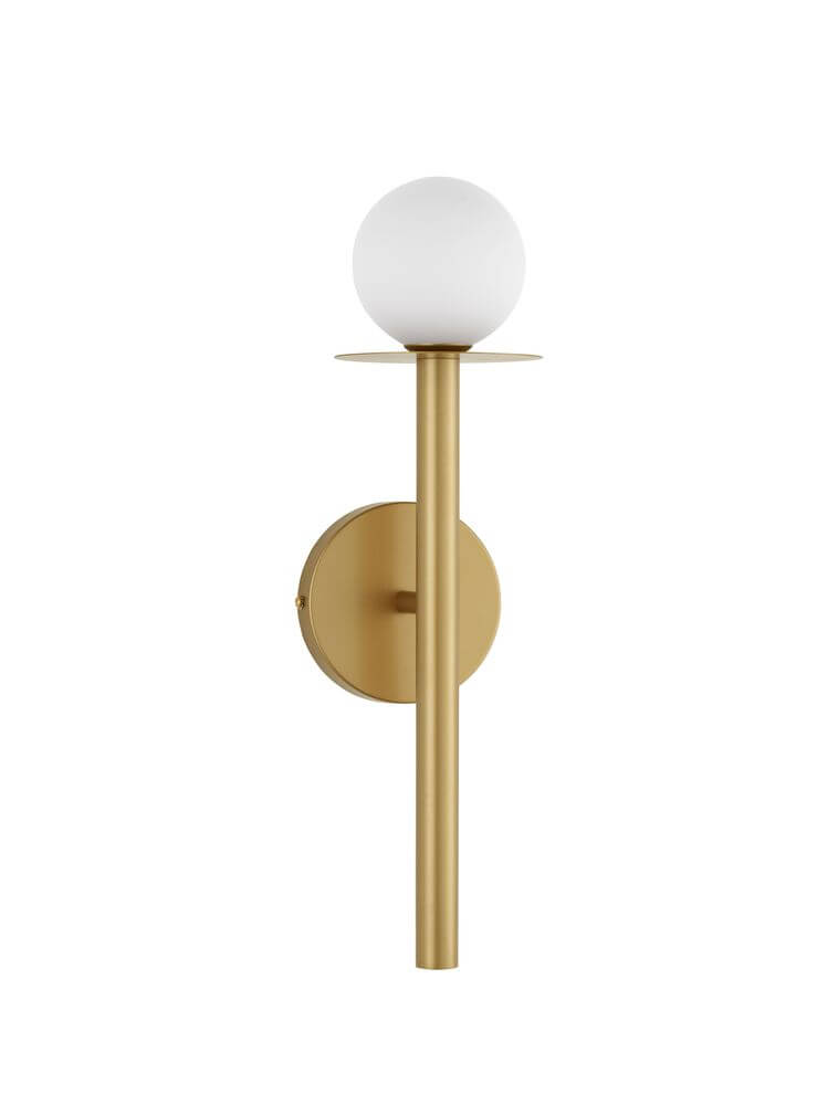 Pielo Wandleuchte G9 H 45cm in elegantem Gold mit opalem Glas für modernes Wohnambiente.